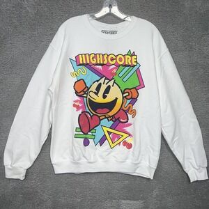 Pac-Man C-Life Sweater Men's Size M‎ White Graphic "High Score" Namco Pacman